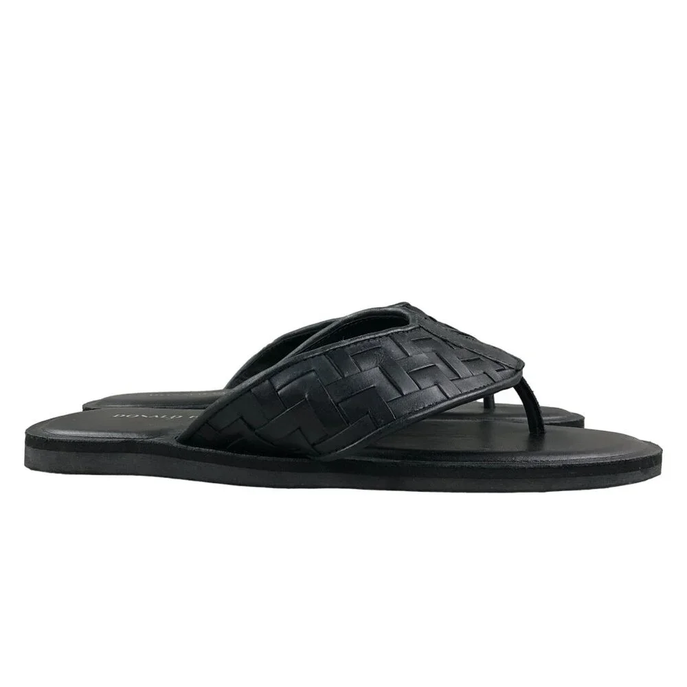 Donald Pliner Men's Size 8M Pascal Black Leather Woven Slip On Sandals $198